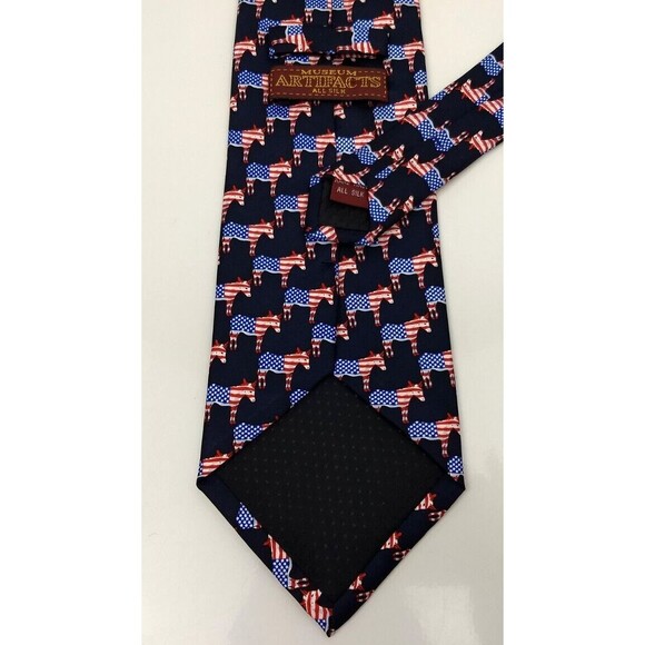 MUSEUM ARTIFACTS All Silk Men's Handmade Neck Tie Democrat Donkey American Flag - Picture 9 of 14